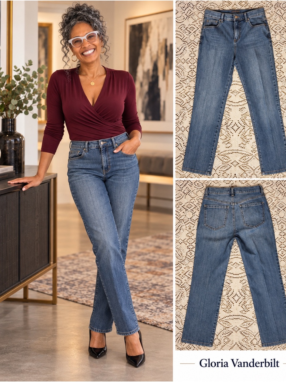 Gloria Vanderbilt Mid-Blue Straight Leg Jeans Size 6
